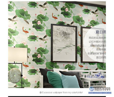 【京城壁纸墙纸批发工厂直销时尚PVC壁纸时尚荷花客厅卧室电视背景】上海市普陀区京城装饰材料店 - 产品库
